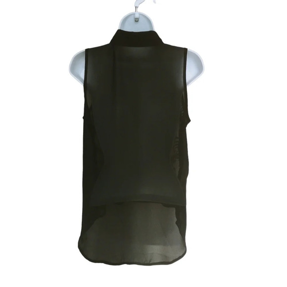 Sheer Black and Gold Sleeveless Button Down Blouse S - Picture 5 of 6
